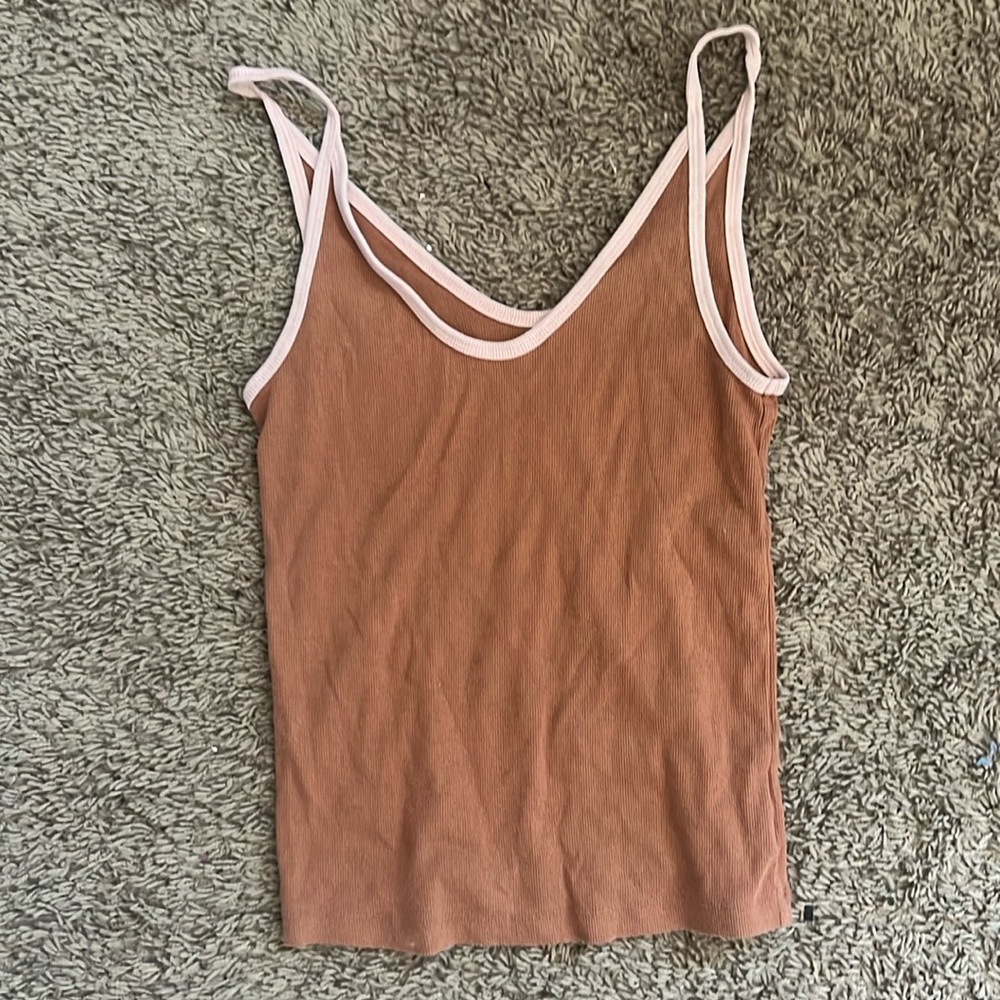 brown with pink tank top